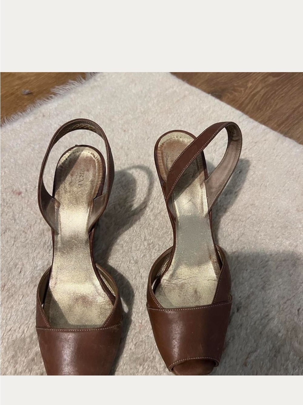 Prada Brown Leather Slingback Heels